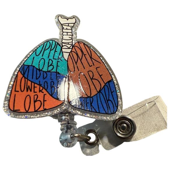Anatomical Lung Retractable ID Badge Reel, Respiratory, Pulmonologist, Thoracic - Picture 2 of 3